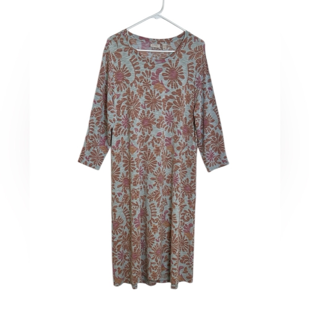Logo Lori Goldstein Size LP Boho Floral Hi-Low 3/4 Sleeve Dress